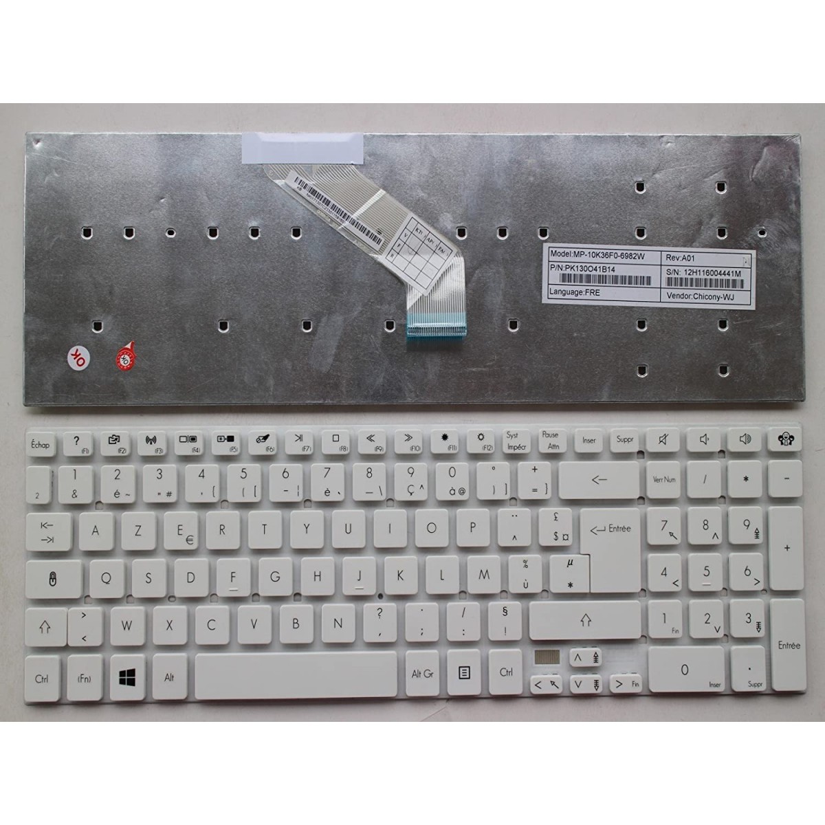 Clavier Français pour Packard Bell Easynote TV11-HC SERIES MP.10K36F0.6982W Blanc