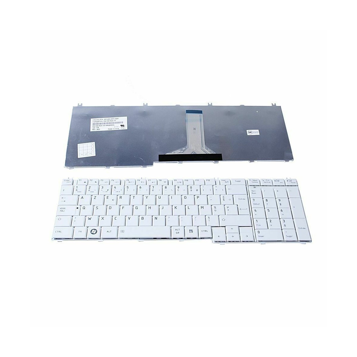 Clavier Français compatible Toshiba Satellite Pro C670 9Z.N4WGV.00F Blanc