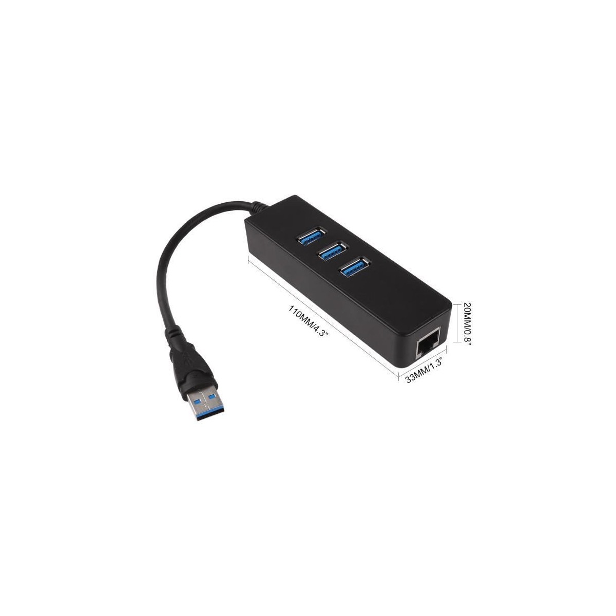 Adaptateur Ethernet RJ45 3 ports USB3.0 Hub réseau câblé