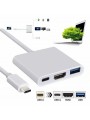 Adaptateur USB C vers HDMI 4K, Adaptateur Type C Hub vers HDMI Convertisseur avec Port USB 3.0 et Port de Charge C USB Compatibl