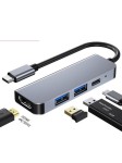 Hub USB C,Adaptateur USB C 4 en 1,Multiport Adapter HDMI,USB3.0 et USB2.0+PD Charge,pour MacBook Pro, iPad Pro, Pixelbook etc.