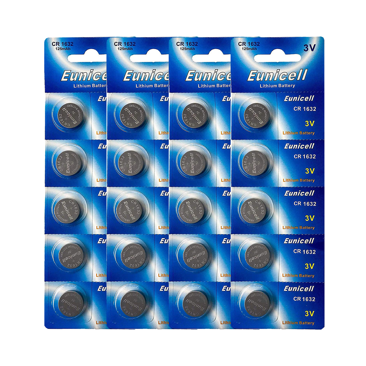 Lot de 20 Piles EUNICELL Bouton Lithium CR1632 CR 1632 3V